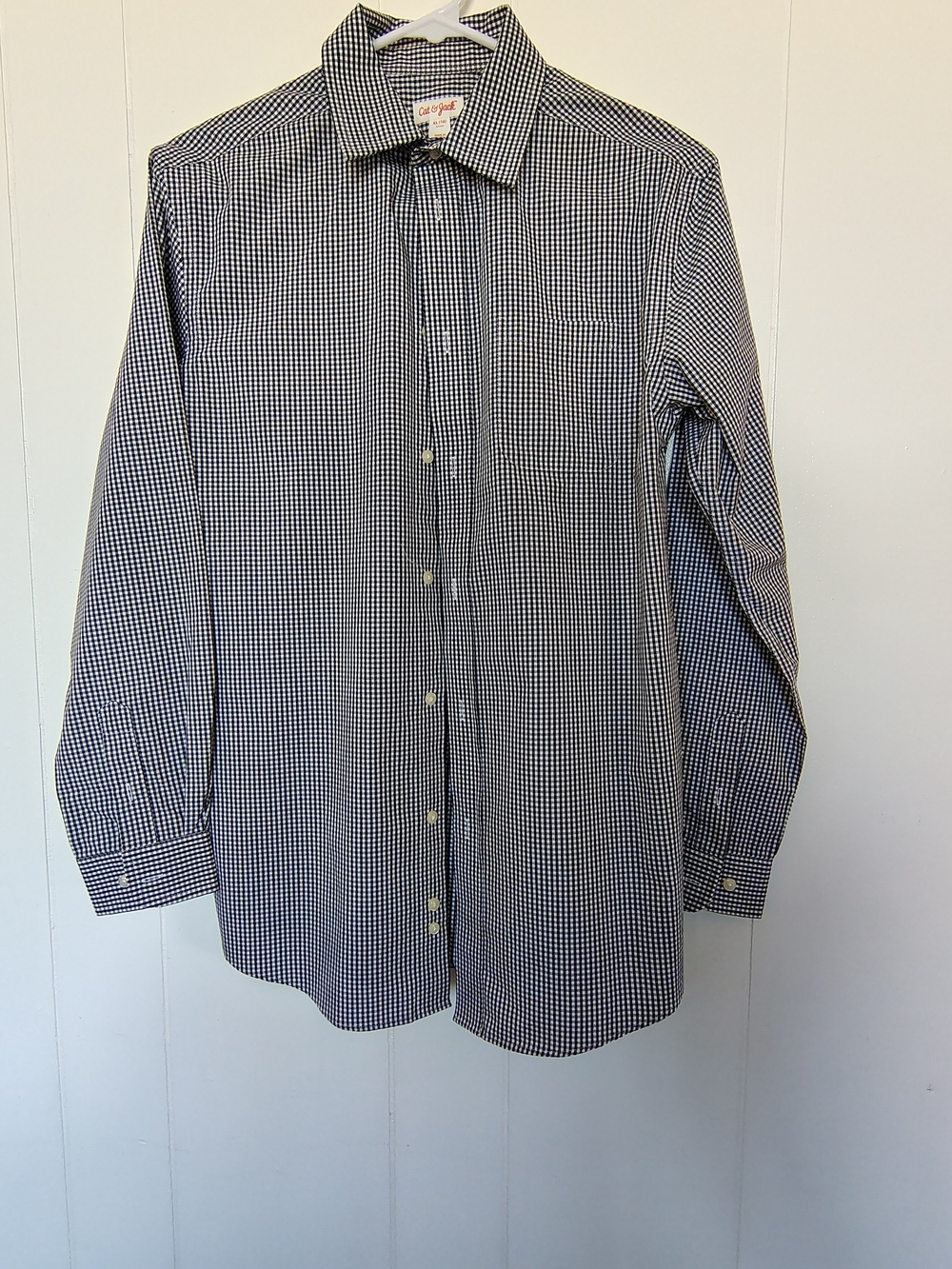 Cat & Jack Black and White Gingham Button-Up Shirt